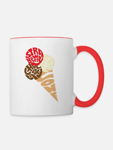 Eiscreme ,Eiskrem, Eis - Tasse zweifarbig - Weiß/Rot