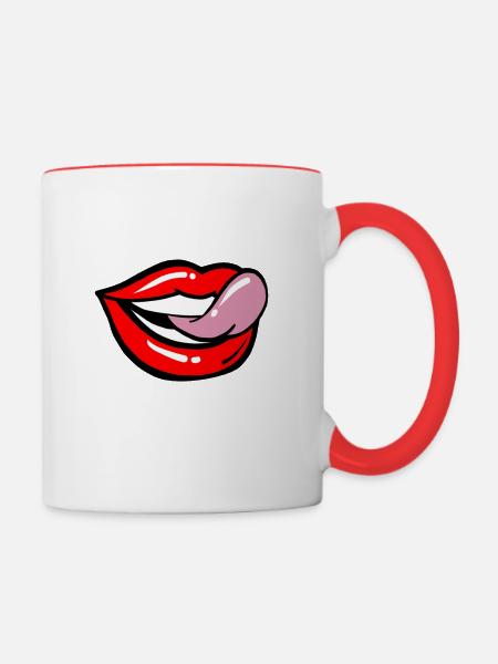 Lips lick - Tasse zweifarbig - Weiß/Rot