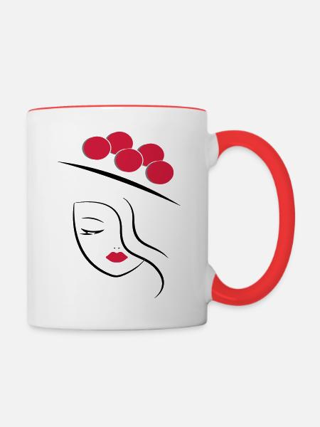 Black Forest girls without lettering - Contrasting Mug - white/red