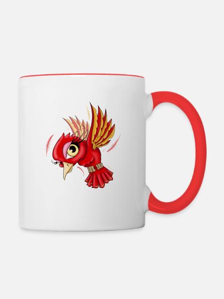 Cloudman bird - Contrasting Mug - white/red