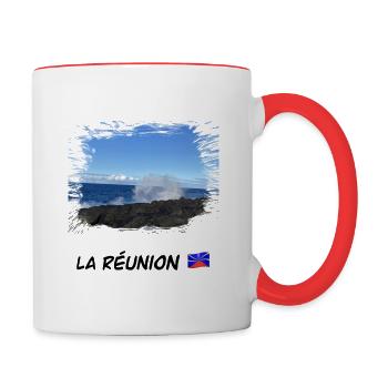 Reunion island landscape - Contrasting Mug - white/red - Right