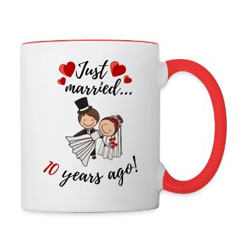 10 Jahre Hochzeitstag - Tasse zweifarbig - Weiß/Rot - Rechts
