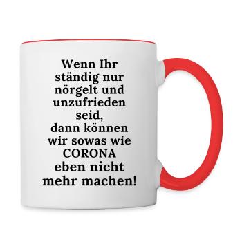 CORONA Nörgler - Tasse zweifarbig - Weiß/Rot - Rechts