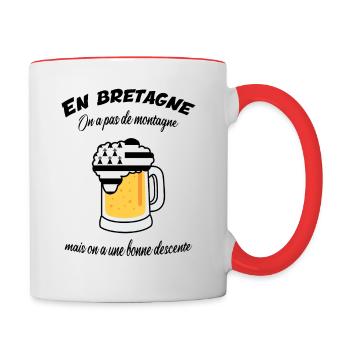 En bretagne on a pas de montagne - Mug contrasté - blanc/rouge - Droite