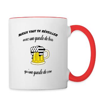 Mieux vaut se réveiller avec une gueule de bois - Mug contrasté - blanc/rouge - Droite