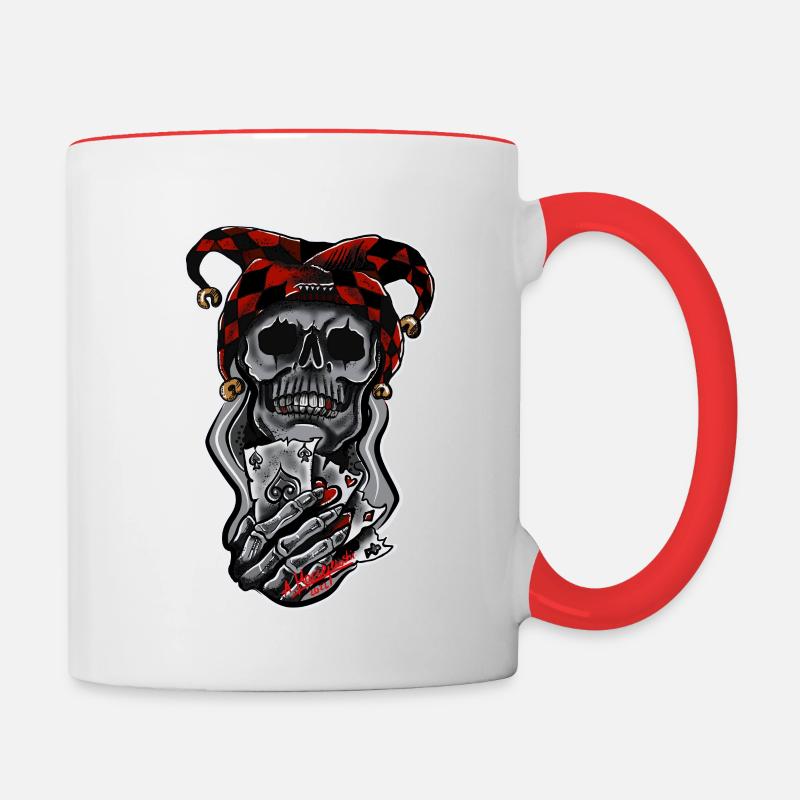 Harlekin/ Schädel/ Joker - Tasse zweifarbig - Weiß/Rot