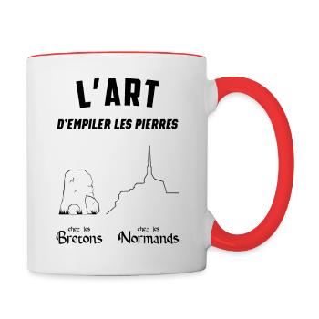 L'art d empiler les pierres - Mug contrasté - blanc/rouge - Droite