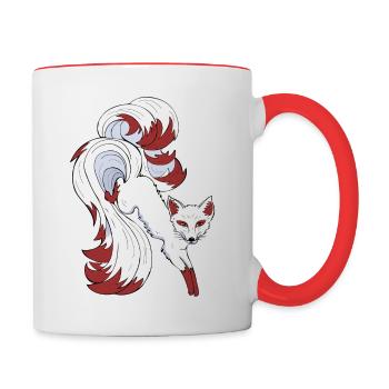 Nine-tailed fox - Contrasting Mug - white/red - Right