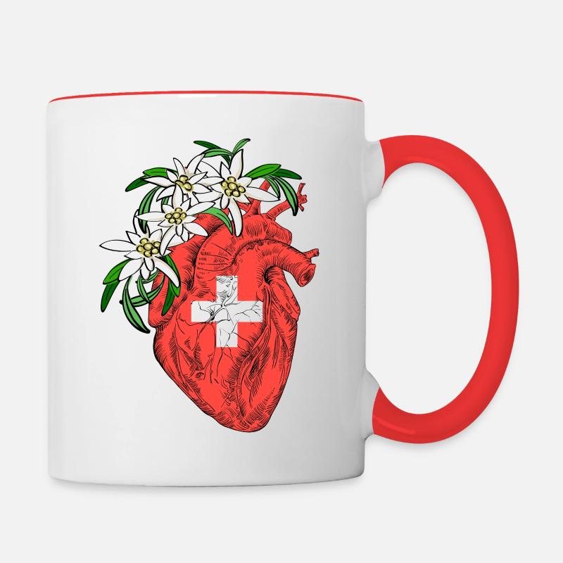 Schweizer Herz - Tasse zweifarbig - Weiß/Rot