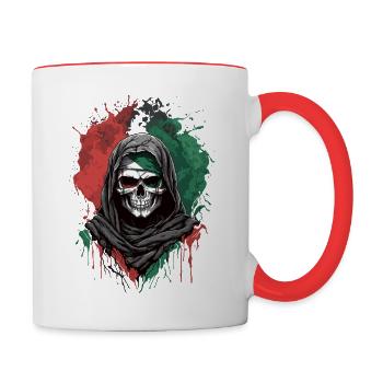 Palestine Flag: Proud Skull - Contrasting Mug - white/red - Right
