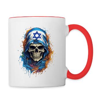 Crâne israélien : drapeau de la fierté - Mug contrasté - blanc/rouge - Droite