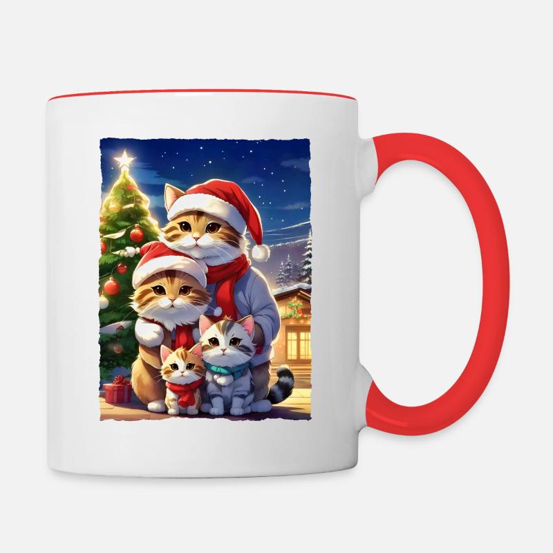 Famille de chats de Noël 1.11 - Mug contrasté - blanc/rouge