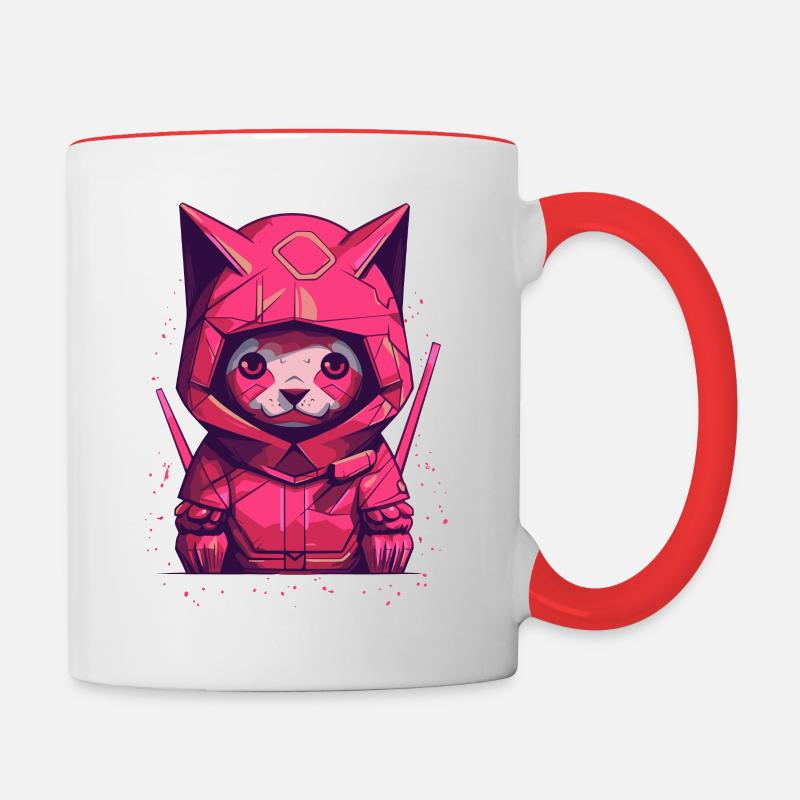 Ninja Kitty 🐱 - Contrasting Mug - white/red