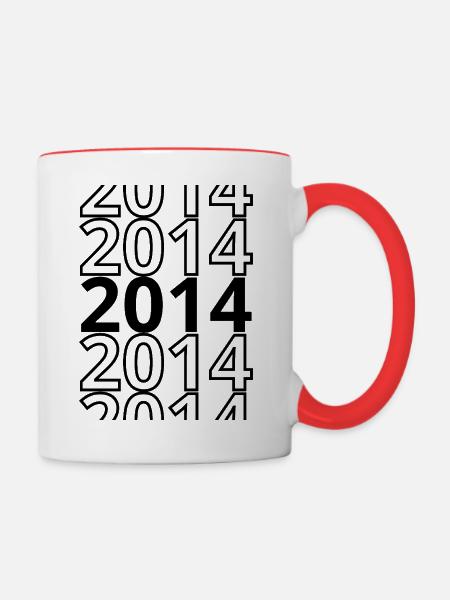 2014 2014 2014 - Tasse zweifarbig - Weiß/Rot