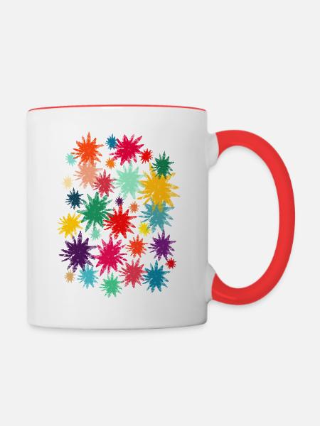 Bunte Blüten (Used) 01 - Tasse zweifarbig - Weiß/Rot