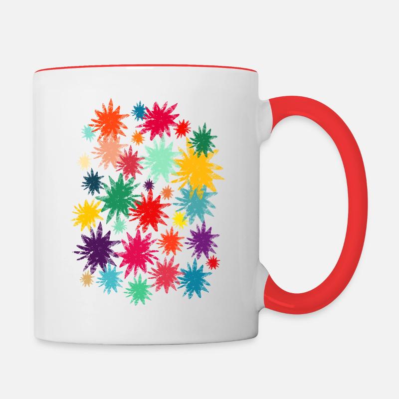 Bunte Blüten (Used) 01 - Tasse zweifarbig - Weiß/Rot