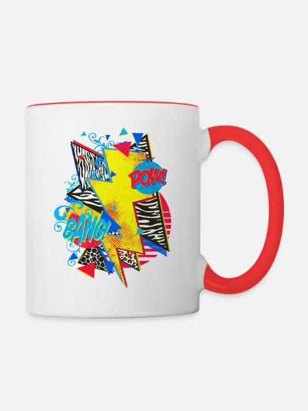 Blitz (Pop Art, Comic) - Tasse zweifarbig - Weiß/Rot