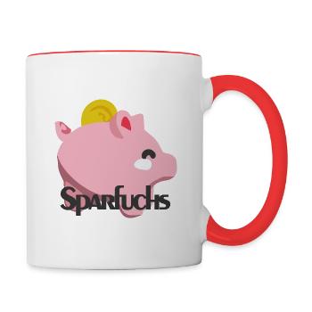 Sparfuchs Münze Sparschwein Groschen - Tasse zweifarbig - Weiß/Rot - Rechts