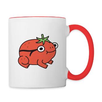 Griffonnage mignon de grenouille de tomate - Mug contrasté - blanc/rouge - Droite