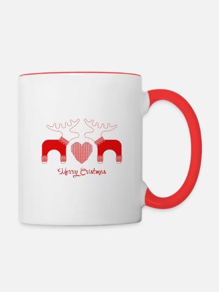 Entzückendes Ren - Tasse zweifarbig - Weiß/Rot