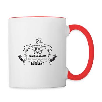 Je suis la preuve vivante que les coqs - Mug contrasté - blanc/rouge - Droite