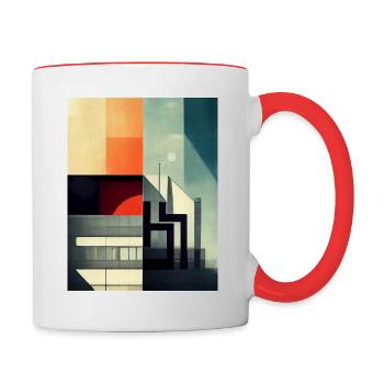 Pattern inspired by architecture in Bauhaus style - Contrasting Mug - white/red - Right