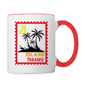 Island Paradise stamp design - Contrasting Mug - white/red - Right