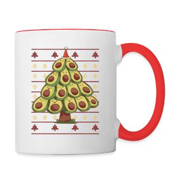 Pull de Noël laid: sapin de Noël avocat - Mug contrasté - blanc/rouge - Droite