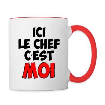 Ici le chef c'est moi - Mug contrasté - blanc/rouge - Droite