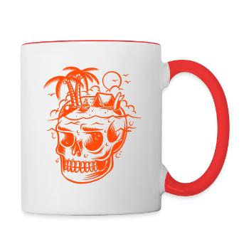 Skull surf - Tasse zweifarbig - Weiß/Rot - Rechts