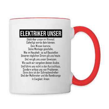 Elektriker unser Gebet Herren Elektromeister - Tasse zweifarbig - Weiß/Rot - Rechts