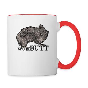 Wombat Lustiges Wortspiel - Tasse zweifarbig - Weiß/Rot - Rechts