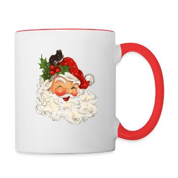 Noël Joyeux Noël Vintage Père Noël - Mug contrasté - blanc/rouge - Droite
