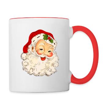 Noël Joyeux Noël Vintage Père Noël - Mug contrasté - blanc/rouge - Droite