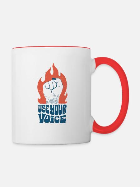 Use your voice Feminism - Tvåfärgad mugg - vit/röd