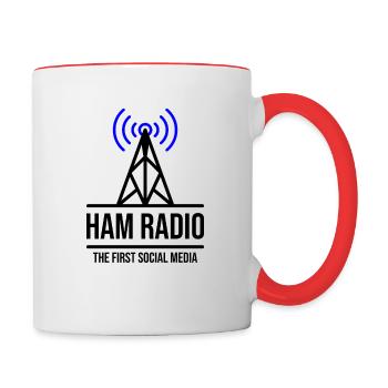 Amateurfunk - Die ersten sozialen Medien - Tasse zweifarbig - Weiß/Rot - Rechts