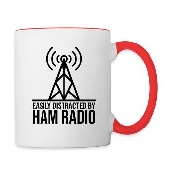 Facile à distraire avec la radio amateur - Mug contrasté - blanc/rouge - Droite