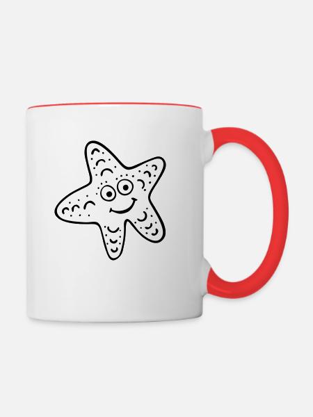 starfish - Contrasting Mug - white/red