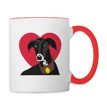 Galgo with heart - Contrasting Mug - white/red - Right