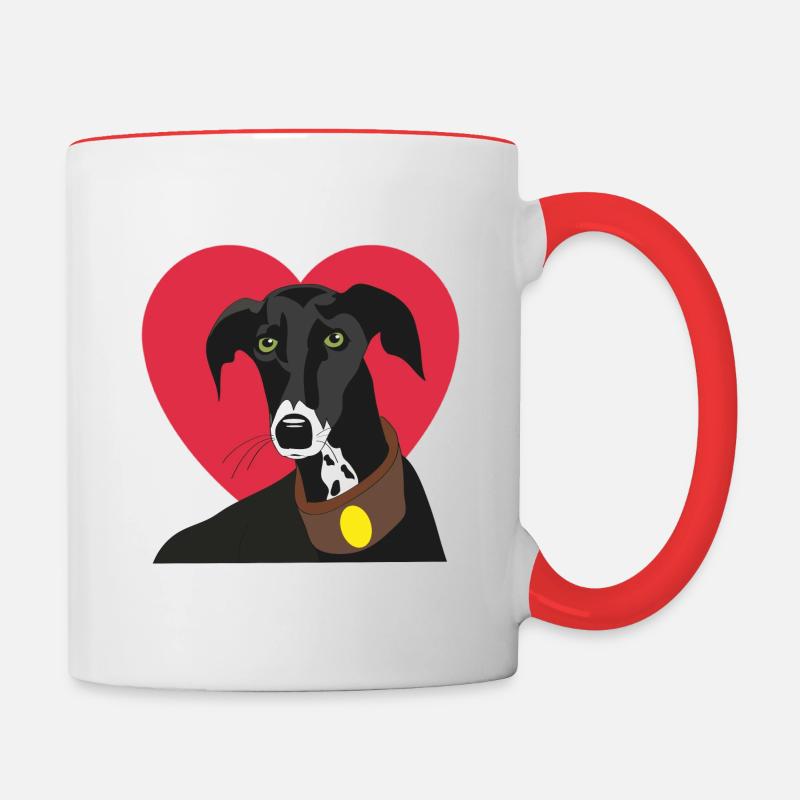 Galgo avec coeur - Mug contrasté - blanc/rouge