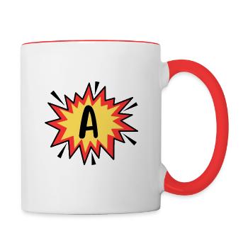 Lettre A - Comics - Mug contrasté - blanc/rouge - Droite