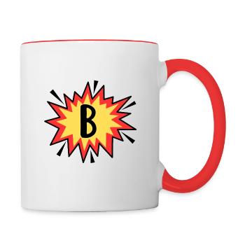 Lettre B - Comics - Mug contrasté - blanc/rouge - Droite