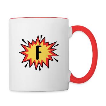 Lettre F - Mug contrasté - blanc/rouge - Droite