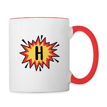 Lettre H - Mug contrasté - blanc/rouge - Droite