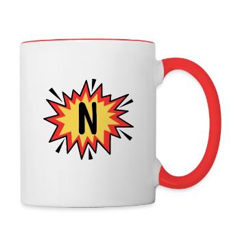 Lettre N - Mug contrasté - blanc/rouge - Droite