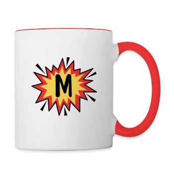 Lettre M - Mug contrasté - blanc/rouge - Droite