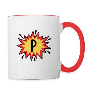 Lettre P - Mug contrasté - blanc/rouge - Droite