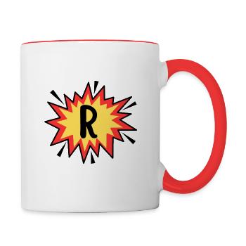 Lettre R - Mug contrasté - blanc/rouge - Droite