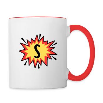 Lettre S - Mug contrasté - blanc/rouge - Droite