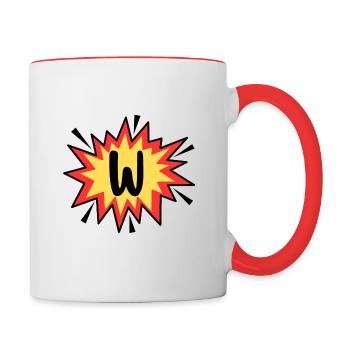 Lettre W - Mug contrasté - blanc/rouge - Droite